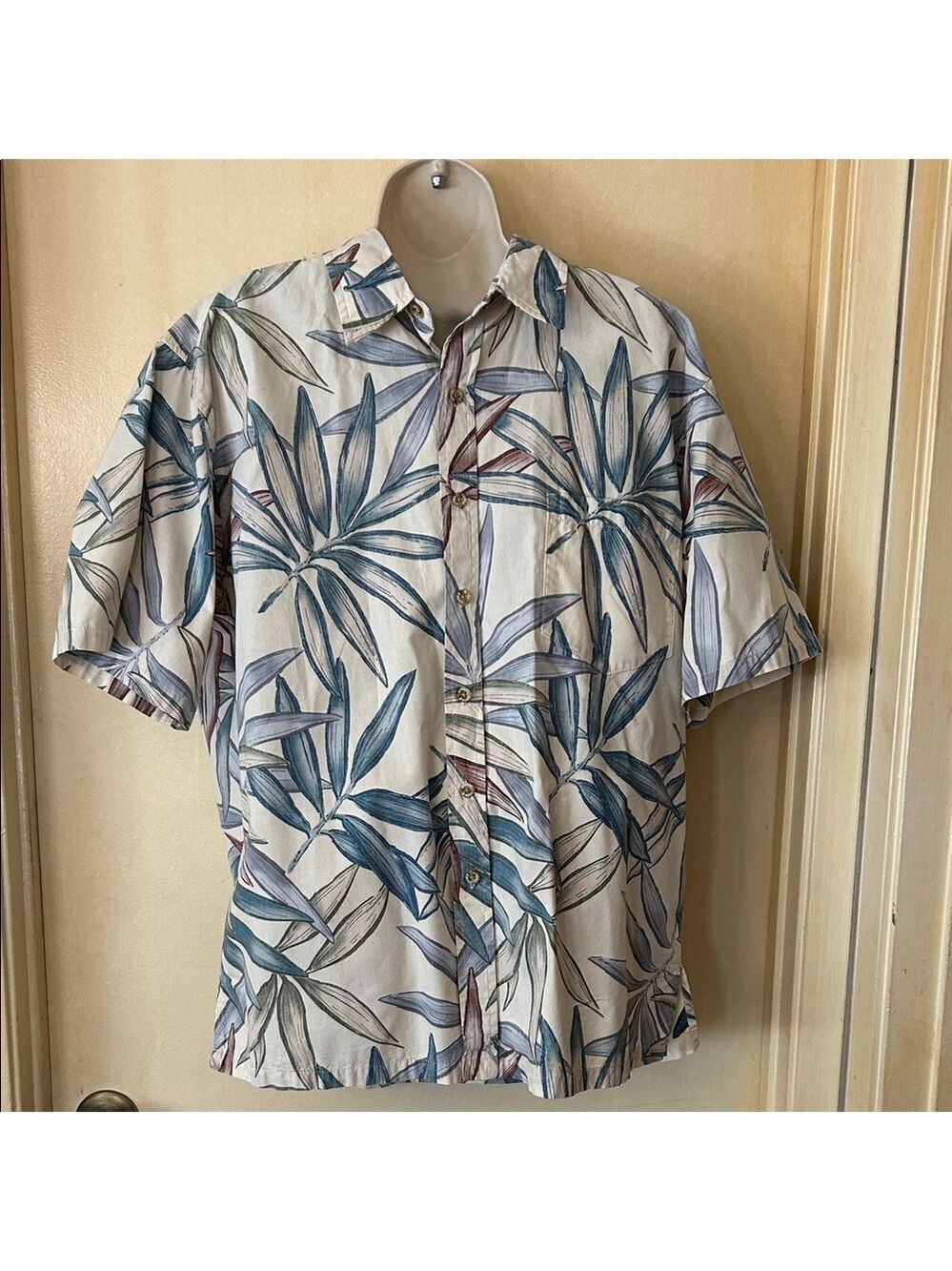 Cooke Street Honolulu Tropical Leaf Men's Casual Button-Down Shirt size L
